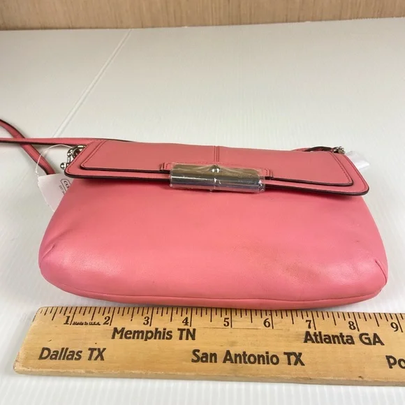 Coach Kristin Leather Flap Crossbody SV/Rose Pink F48986 Silver hardware - Picture 4 of 10